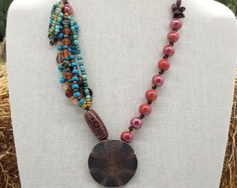 Eclectic Harmony Glass and Metal Necklace