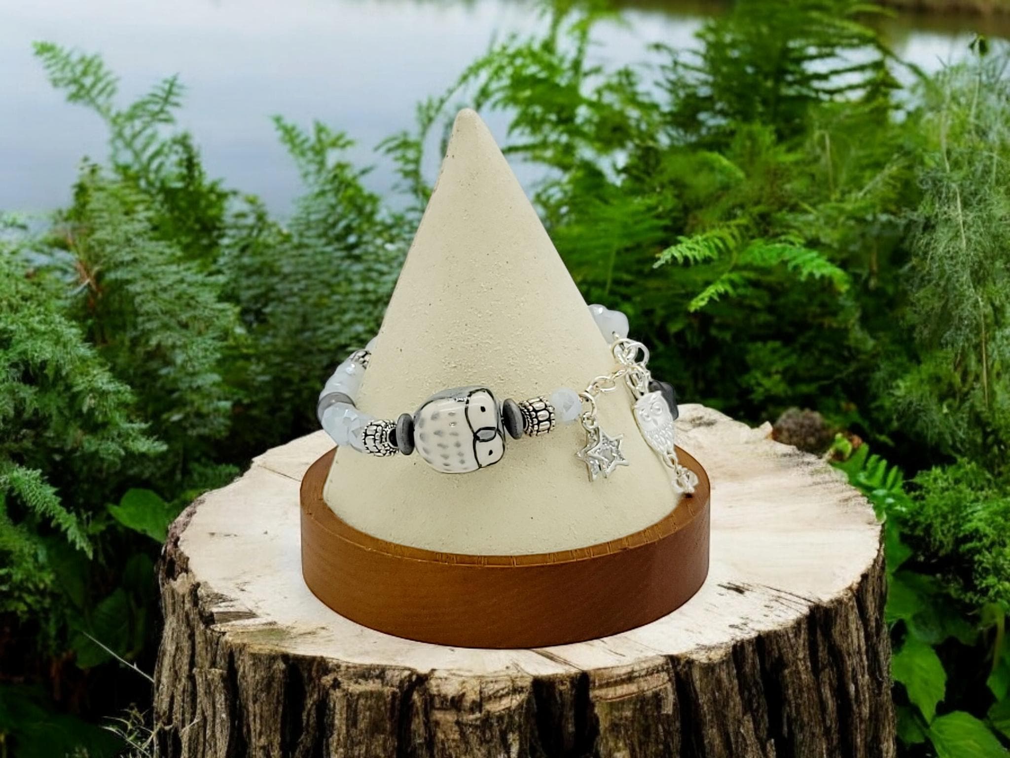 Gray Hoot Owl Bracelet