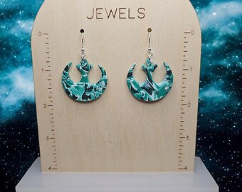 Star Wars Rebel Alliance Green and White Polymer Clay Earrings