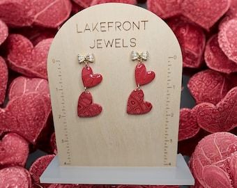 Hearts and Bows Polymer Clay Earrings