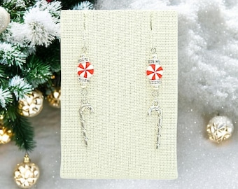 Peppermint and Candy Cane Christmas Earrings