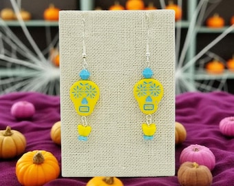 Lemon Skull Glass Earrings