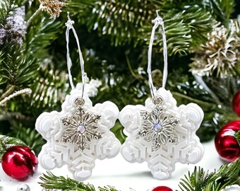 Sparkling Snowflake Polymer Clay Earrings