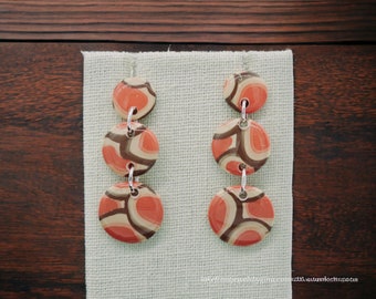 Three Circle Polymer Clay Earrings
