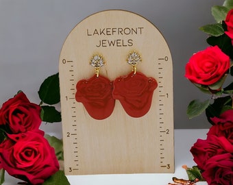 A Single Rose Polymer Clay Earrings