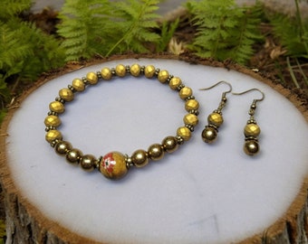 Golden Road Stretch Bracelet and Earring Set