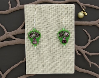 Sugar Skull Glass Earrings