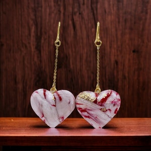 Dangling Heart Polymer Clay Earrings