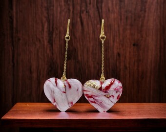 Dangling Heart Polymer Clay Earrings