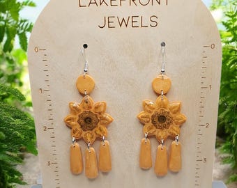 Sunshine Bloom Polymer Clay Dangle Earrings