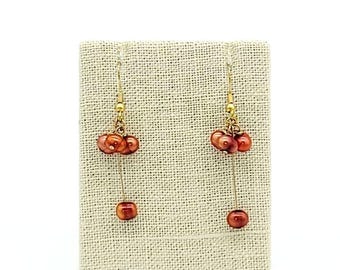 Orange Drop Earrings Fresh water pearls