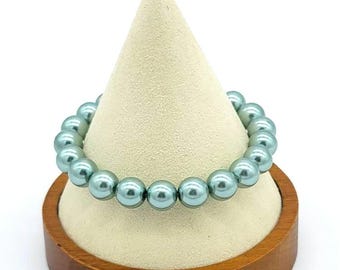 Minty Green Pearl Stretch Bracelet