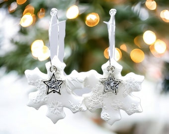 Snowflake Polymer Clay Earrings
