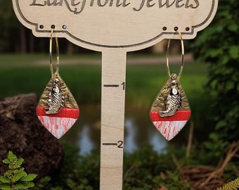 Golden Koi Lotus Drops Polymer Clay Earrings