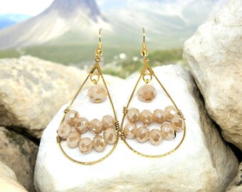 Cream Faceted Gold Earrings