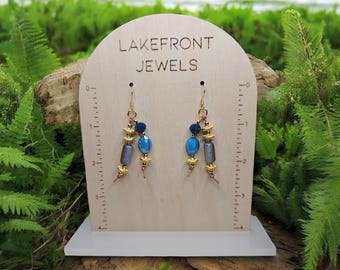 Earth And Sky Hand-knotted leather Earrings