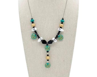 Halloween Ghost and Pumpkin Necklace