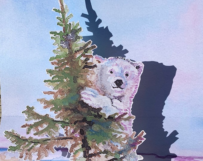 Polar Bear Choosing His Perfect Christmas Tree