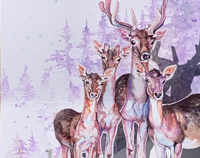 Deer in the Snow Christmas 3D PopUp Card