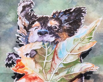 Happy Puppy Running with A Leaf in her mouth 3D Happy Birthday Pop Up Card