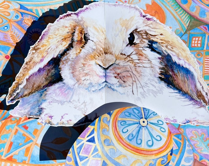 Ukrainian Easter Eggs with a Lop Eared Bunny 3D PopUp Card