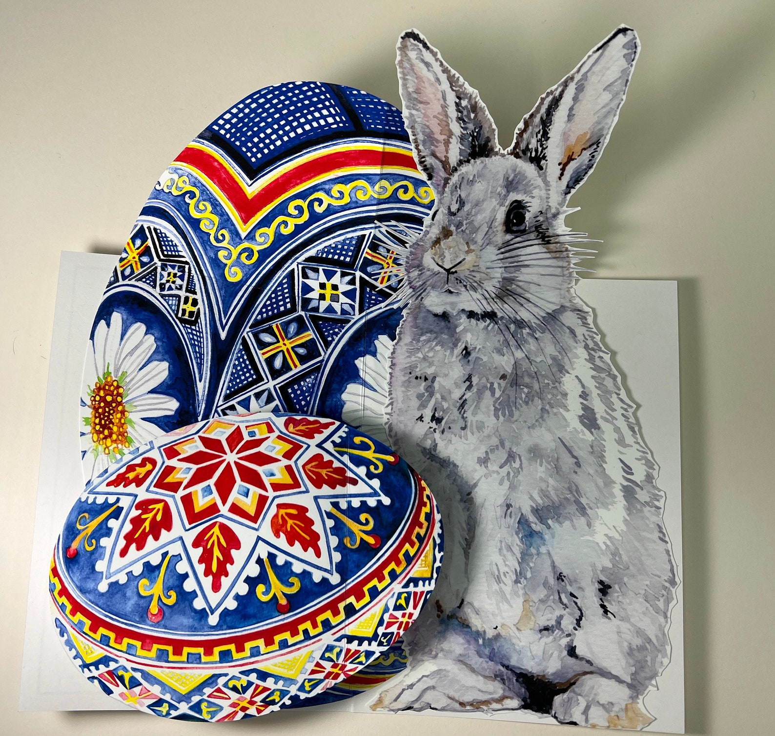 Exploding Easter Bunny & Ukrainian "pysanky" Easter Egg Pop up Card - Etsy