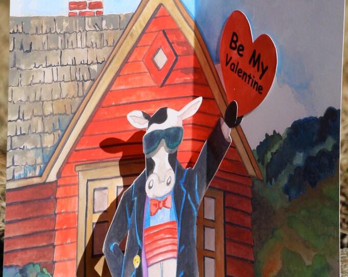 Friendly Cow's Forever Love 3 D Valentine's Day PopUp Card