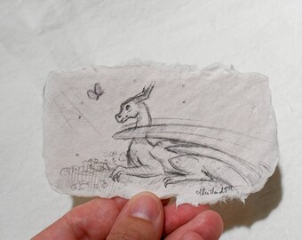 Dragon Glitter Sketch on Cotton Rag Paper