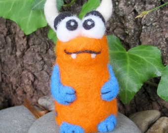 Needle Felt Monster Buddy - OOAK Felted Fantasy Creature - Cute and Colorful Desk Friend