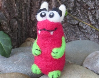 Needle Felt Monster Buddy - OOAK Felted Fantasy Creature - Cute and Colorful Desk Friend