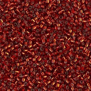 Miyuki 11/0 Delica - DB603 - Dyed Silver Lined Brick Red - 5 grams