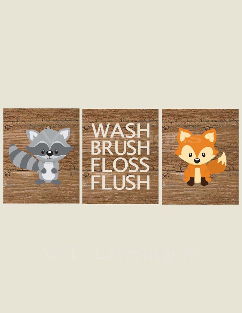 Woodland Bathroom Art Kids Bathroom Decor Forest Animals Etsy