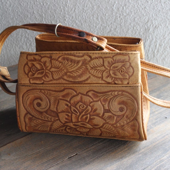 1970s Vintage San Luis Tooled Purse/ 1970s Vintage