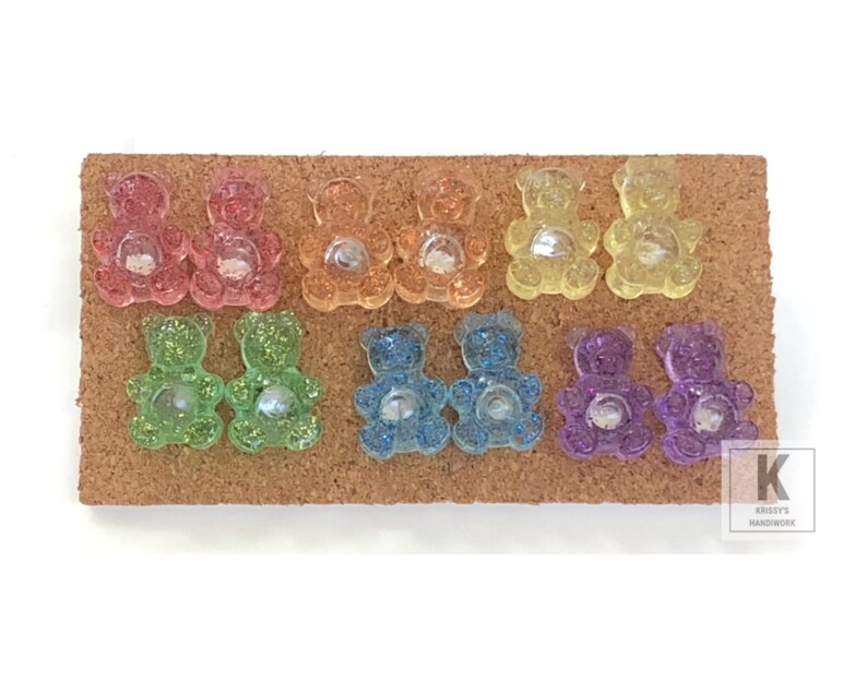 Set of 12 Gummy Bear Resin Push Pins Thumb Tacks Wall Pins Etsy