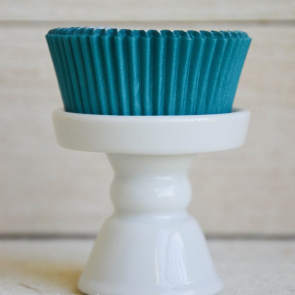 40 TEAL Solid Cupcake Liners Greaseproof Chevron Polka Dot Damask - Chevron Baking Liners - Baking Cup Grease Proof