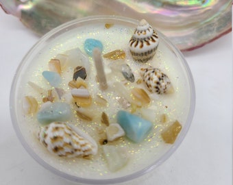 Sea Witch, scented soy Tea Light Candles with crystals, for party favors, wedding favors, gifts, spells, available in bulk,