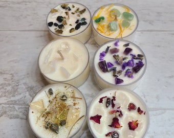 Scented Soy Tea Lights, Energy candles with crystals for spells, party favors, wedding favors, gifts, available in bulk