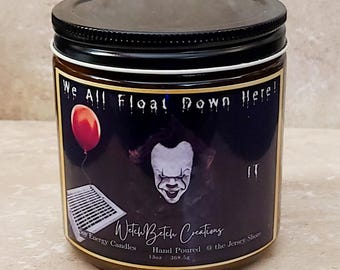 Pennywise, It themed candle, horror fan candle, halloween candle, candle lover gift, girlfriend gift, funny candle with pin, unique gift
