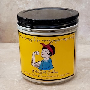 16oz Wicked Scented Soy Candles with cotton wick, candle lover gift, girlfriend gift, funny candle with lapel pin, unique gift idea