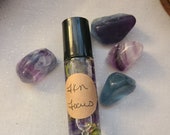 Fkn Focus, peppermint scented crystal infused essential oil roller.