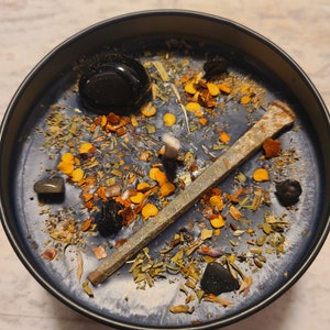 Cord Cutting Candle: Obsidian, Herbs, and Coffin Nail - Energy Healing