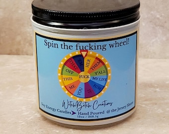 Spin the Wheel, Cotton Wicked Scented Soy Candle: Funny Candle Gift