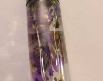 Bitch Just Breathe Lavender scented crystal infused essential oil roller.