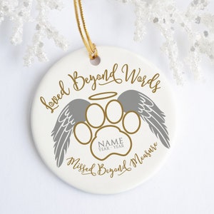 Personalized Pet Memorial Ornament - Ceramic - Porcelain - Holiday Ornament - Christmas - Pet Loss - Angel - Bereavement - Dog - Cat