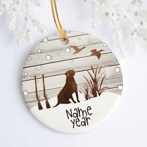 Duck Hunting Dog Personalized Ornament - Ceramic - Porcelain - Holiday Ornament - Christmas - Name Year - Custom Ornament - Bird Dog