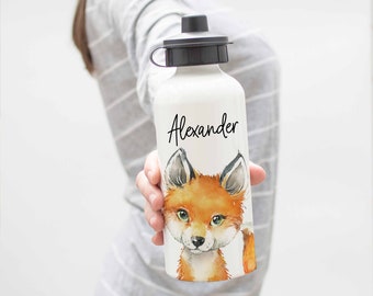 Fox Aluminum Water Bottle with Name | Personalized Fox Water Bottle for Men | Fox Lover Gifts | Fox Christmas Gifts | 20 oz Water Bottle