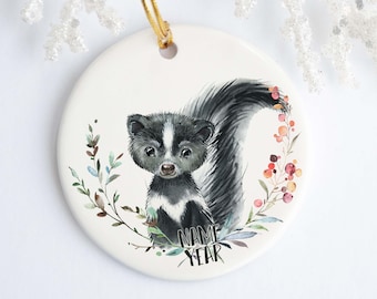 Skunk Personalized Ceramic Ornament - Porcelain - Holiday Ornament Christmas - Custom Ornament - Skunk Ornament - Skunk Gift - Animal Gift