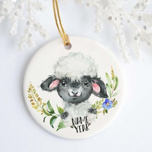 Ornement en céramique personnalisé mouton point noir - porcelaine - ornement de vacances Noël - ornement personnalisé - ornement mouton - cadeau mouton