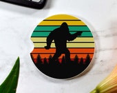 Bigfoot Sunset Sandstone Car Coaster - Absorbent - Cup Holder Coaster - Mythical Creature Gift - Sasquatch - Lore - Big Foot - Yeti