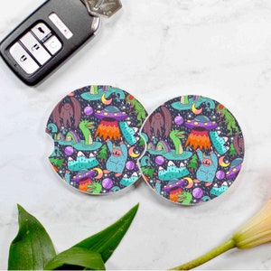 Cryptids Car Cup Holder Coaster - Yeti - Mothman - Loch Ness Monster - Alien